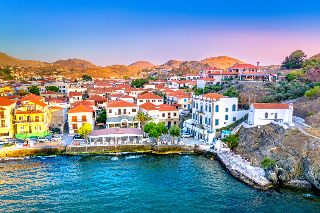 View of Myrina, Limnos island, Greece.